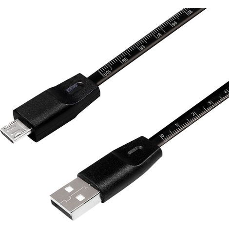 Cavo LogiLink da USB-A a Micro-USB da 1 m con misuratore, nero, per sincronizzazione e ricarica. (1/3)