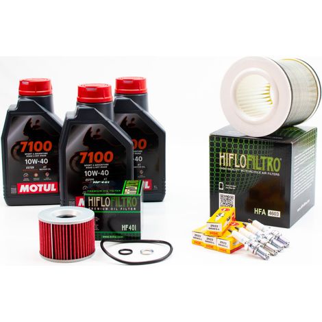 Kit Révision Filtres Bougies pour YAMAHA FZR 1000 Genesis de 1987 à 1988 - MOTUL 7100 10W40 3L