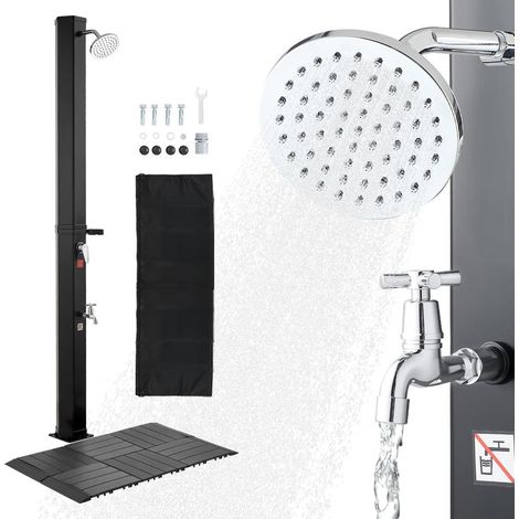 Douche Chaude au Jardin Douche Solaire Extérieure 35 L avec Kit Plancher Température Réglable et Rince-Pieds (1/5)