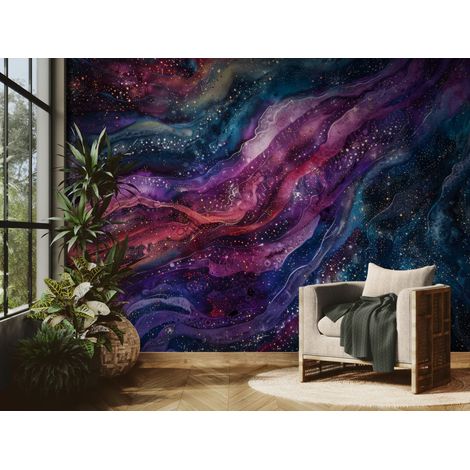 Papier peint Abstrait – vague cosmique aux pigments profonds - 150 x 250 cm (1/2)