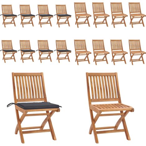 Klappbare Gartenstühle mit Kissen 8 Stk. Massivholz Teak - Klappbare Gartenstühle - Gartenmöbel Teakholz (1/5)