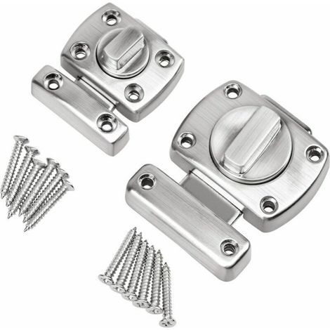 Pestillo de seguridad para puerta, 2 piezas, cerrojo giratorio para puerta/ventana con 12 tornillos para baño y aseo (uno grande, uno pequeño). (1/5)