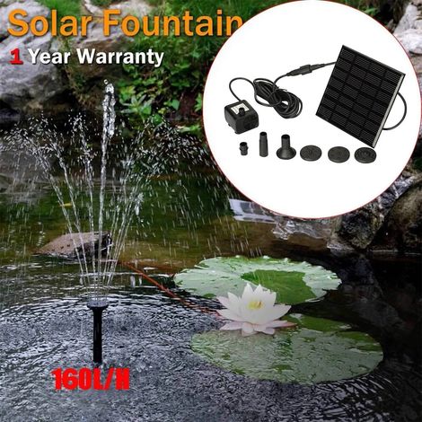 (Noir) Mini fontaine solaire pour bassin, étang, cascade, décoration de jardin, bain d'oiseaux extérieur, fontaine flottante à énergie solaire (1/5)