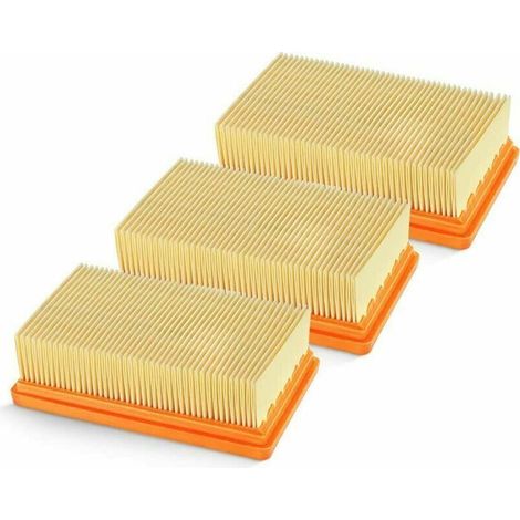 Confezione da 3 filtri piatti plissettati di ricambio per aspirapolvere a secco e a umido Karcher MV4 MV5 MV6 WD4 WD5 WD6, WD4P WD5P WD6P - Sostituisce il codice 2,863-005,0 F