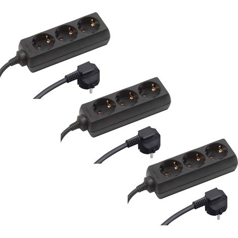 Multiprise, 3 Prises, avec câble de 1,4 m, Noir, câble en Plastique, IP20 intérieur, Prise de Table, 7430790 (1/3)