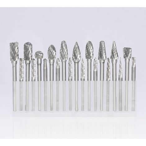 Juego de 20 limas rotativas de carburo de tungsteno ultrarresistentes, aptas para herramientas rotativas, con mango de 3 mm. (1/5)