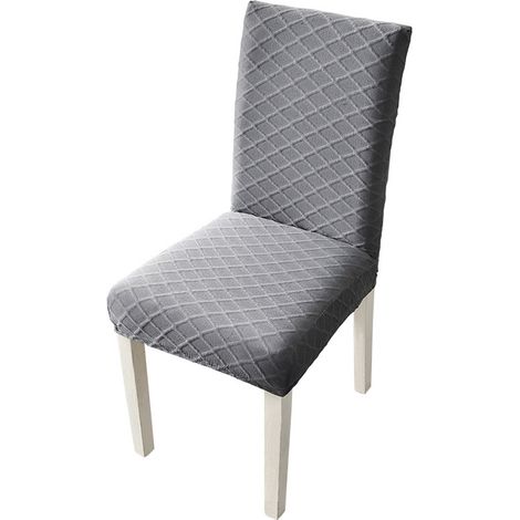 Housse De Chaise - Extensible - Motif Losange - Pour Chaise De Salle À Manger - Lavable En Machine - Gris Clair - 1 Pièce (1/5)