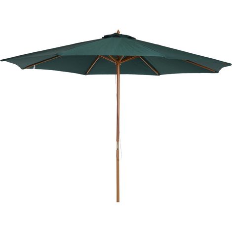 Parasol Ø300x250 cm avec mât en bois et système de poulie pour jarden, patio, terrasse, vert, parfait pour profiter de l'ombre et de la protection solaire dans votre jardin, sur votre balcon ou à l...