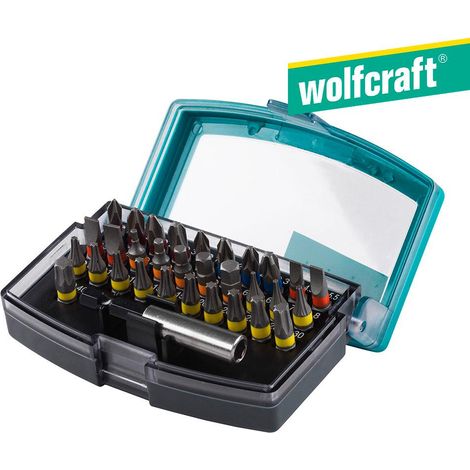 Wolfcraft – Coffret d'embouts de vissage 2975000 – 32 pièces avec porte-embout magnétique – Acier S2 pour vissage précis – Compatible perceuses (1/3)