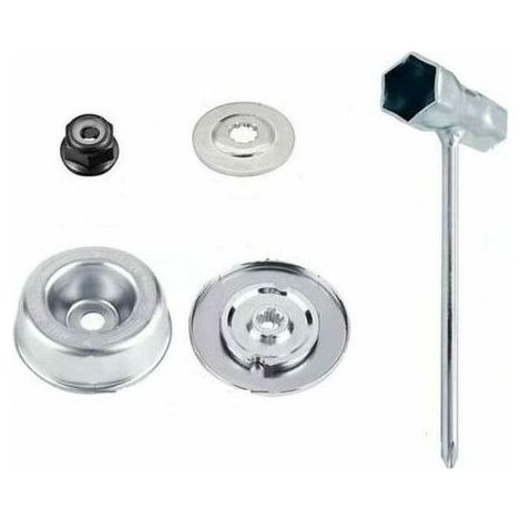 4-piece set of parts and accessories for STIHL FS55, FS56, FS120, FS130, FS130R, FS200, FS200R, and FS250 brushcutters. High-quality metal blade attachment for STIHL brushcutters. Replacement kit. (1/2)