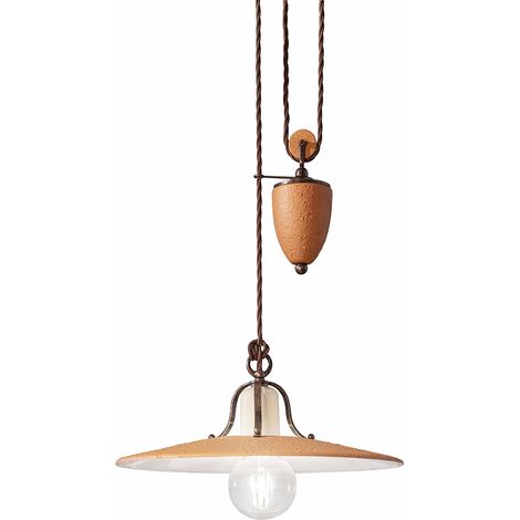 Lampadario Classico Bologna Metallo E Ceramica Nero Sfumato Rame 1 Luce E27 (1/5)