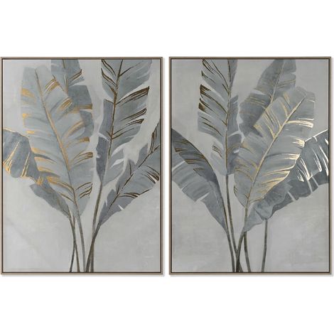 Tableau - HOME ESPRIT - Palmiers dorati Tropicali - 90 x 120 cm - 2 unità - Decorazione murale contemporanea (1/5)