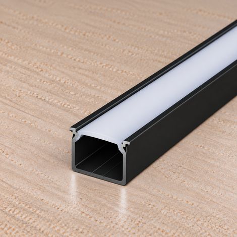 Profilo in alluminio anodizzato nero KIMERA-HELSE con diffusore opalino e terminali 2,02 M (1/3)