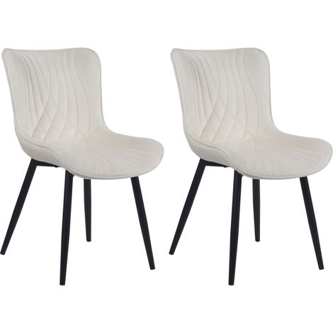 Set di 2 sedie per sala da pranzo cuciture decorative seduta in PVC crema 100001675