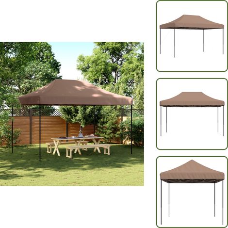 The Living Store Tente de réception pliable escamotable marron 440x292x315 cm - Tents Gazebos - Abri Extérieur - Abri Jardin - Tentes Pliables - Tente Fete (1/5)