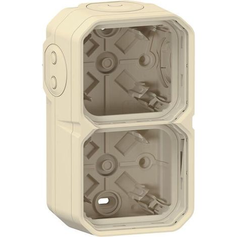 Legrand – Boîtier de protection étanche Plexo 2 postes – Montage horizontal ou vertical – IP55 pour lieux humides – 4 embouts à membrane sable