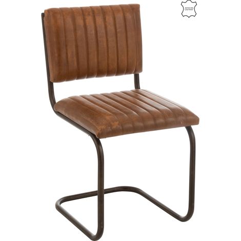 Lot de 2 chaises en cuir et métal cognac 43x47x87cm (1/5)