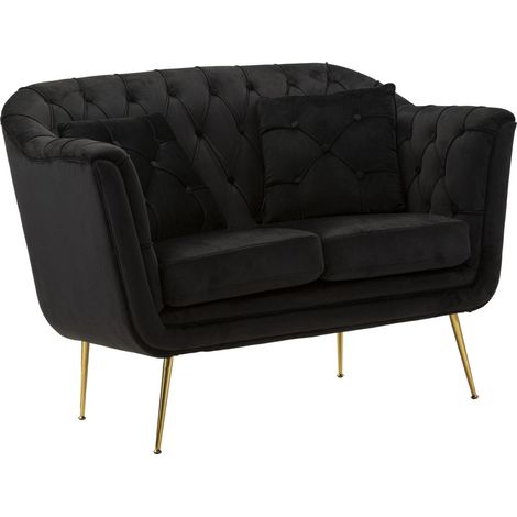 Divanetto Budapest con cuscini in ferro e tessuto nero 130x83x91 cm