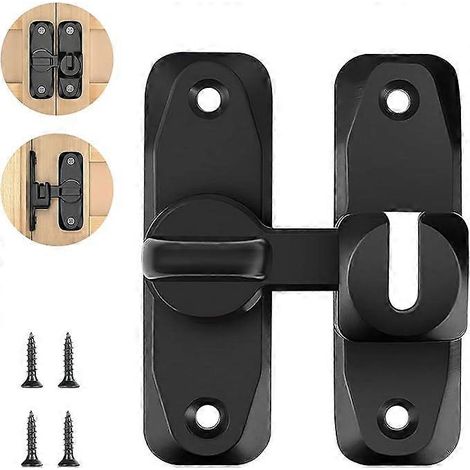 1 loquet de porte noir, loquet de porte coulissante, loquet à bras pivotant à 90°, loquet de fenêtre (1/5)