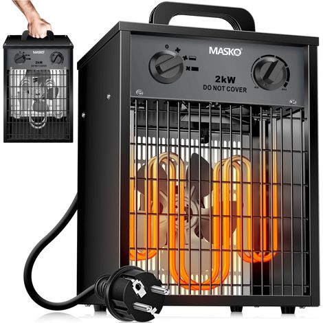MASKO® Elektroheizer Heizlüfter Bauheizer mit integriertem Thermostat Heizgerät