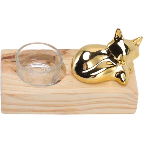 Bougeoir décoratif nordique en bois, céramique et verre, idéal pour la décoration intérieure, la chambre ou comme cadeau. (1/5)