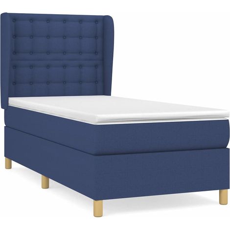 Maison Exclusive - Boxspringbett mit Matratze Blau 90x200 cm Stof (1/5)