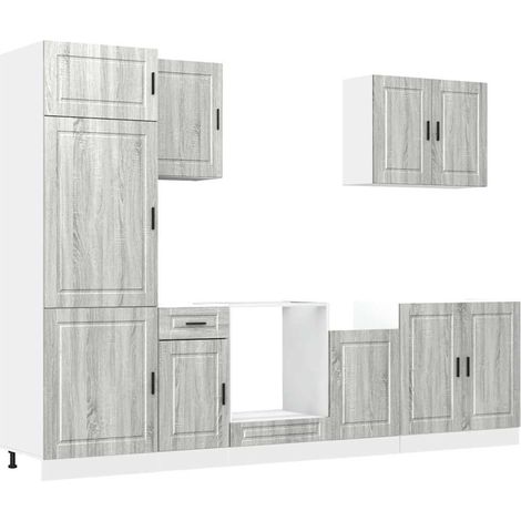 Maison Exclusive - Set Mobili da Cucina 7 pz Porto Grigio Sonoma in Truciolato