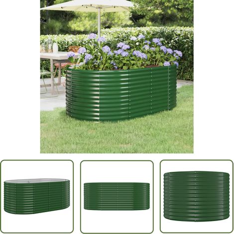 The Living Store Lit surélevé de jardin Acier enduit de poudre 175x100x68cm Vert - Jardiniere Surélevée - Bac À Fleurs - Pot De Fleurs Extérieur - Décoration Jardin - Plante Extérieure (1/5)