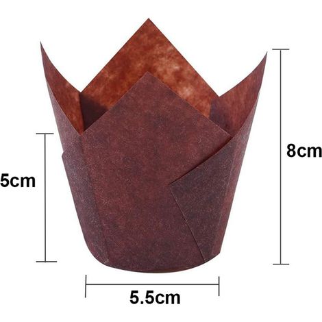 150 pièces mini caissettes tulipe cupcakes muffins en papier anti-graisse, 3 couleurs marron naturel blanc, 5x8 cm, mariage anniversaire bébé Noël (1/5)