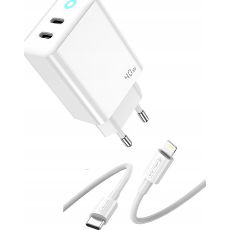 Chargeur mural puissant 40 W avec 2 ports USB-C + câble USB-C vers Lightning Jellico (1/5)