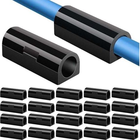 20 Pièces Clips Cables Adhésifs pour Bureau, Câble d'Alimentation, Câble de Chargement USB, Chargeurs, Câble Audio, Clips de Câble Support de Câble 3,3×1.25(Noir) (1/4)