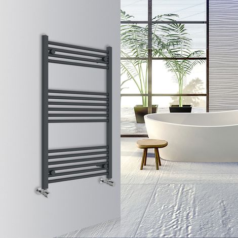 Warmehaus Straight Bathroom Heated Towel Rail Warmer Radiator Central Heating 1000x600mm Anthracite