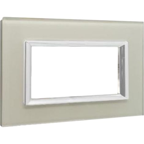 Placca Interruttore Luci Vetro 4 Posti Placchetta Copripresa Bianco C4804 VSW (1/5)