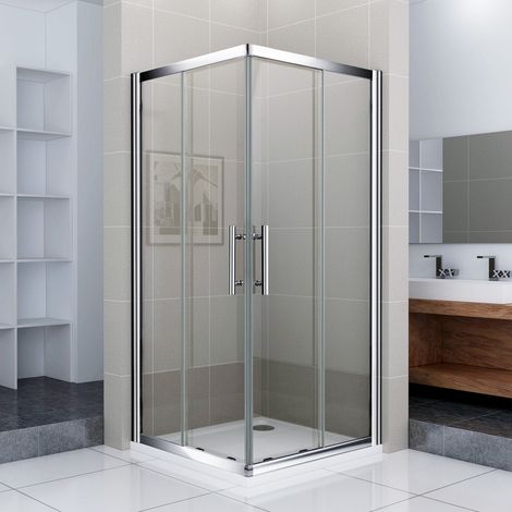 [PRODUIT D'OCCASION]Porte de douche 76x76x187cm AICA Porte coulissante Cabine de douche accès d'angle verre sécurit (1/5)