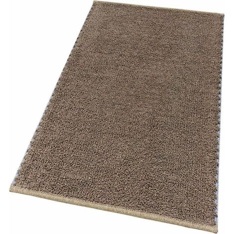 Tapis de Bain Chambre Pur Coton Lavable Doux Marron - 60x130 cm (1/5)