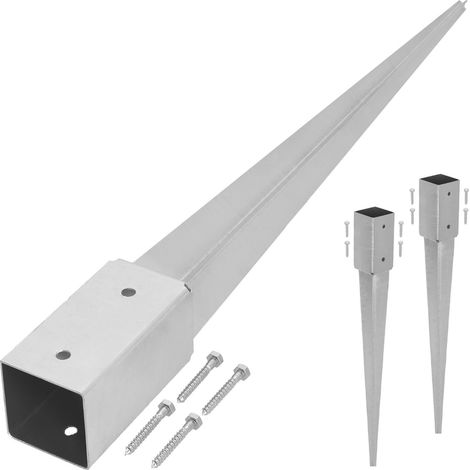 KOTARBAU®  Lot de 2 Support de Poteau Bois - Acier Galvanisé - 60 cm - Argent - 51 x 51 mm - Support Poteau à Enfoncer - pour Clôture et Pavillon - Résistant à la Corrosion (1/5)