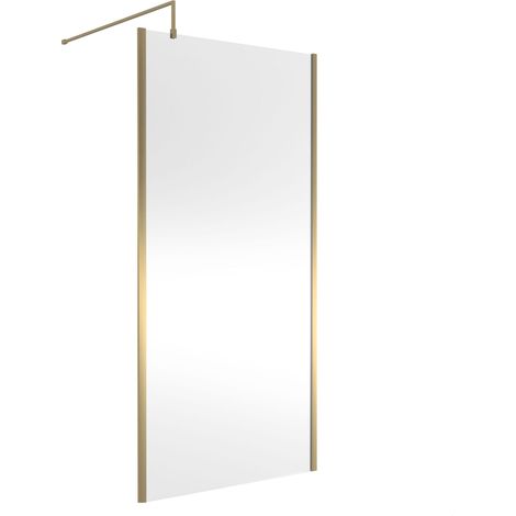 Balterley Wetroom Screen with Support Bar, 1000mm, Brushed Brass