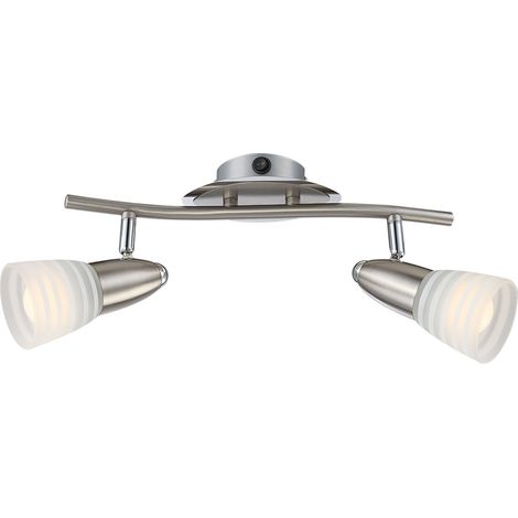 Lampada da soffitto a LED illuminazione metallo nichel cromo opaco vetro opale ufficio