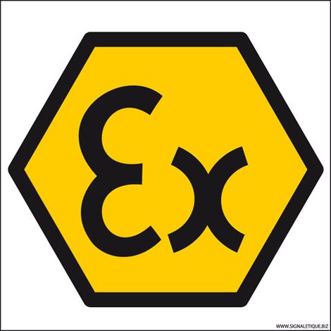 Panneau DANGER ZONE ATEX (C1258) - Adhésif - 450 x 450 mm