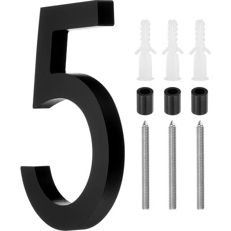5 Inch Modern House Number, Acrylic Floating House Number for Outside Address Sign for House With Nail Kit for Mailbox Yard Home Front Door (Number 5, Matte Black) (1/5)
