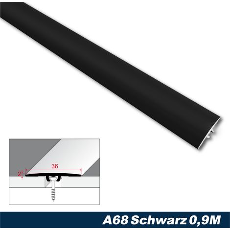 Übergangsprofile aus Aluminium, langlebig & rostfrei als Übergangsleiste von Bodenfugen & Dekoration: Schwarz, A68 - 0.9M / 36x2mm