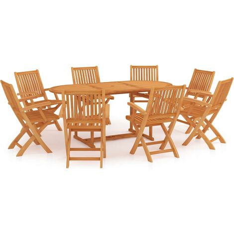 Ensemble à manger de jardin 9 pcs-Salon de jardin Bois de teck massif 722483 (1/5)