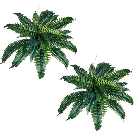 Fougère Artificielle, Lot de 2, Fausse Fougère de Boston 80-86 cm, Plante Artificielle Suspendue avec 30 Feuilles, pour Décoration Intérieur Extérieur, Maison, Bureau, Pot de Fleurs Non Inclus (1/5)