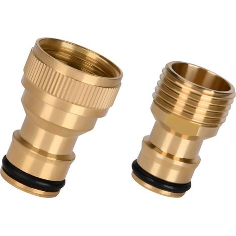 Lot de 2 Adaptateur Tuyau Arrosage, Raccords d'arrosage en Laiton, 1/2" Rapides Ensemble Connecteur pour Tuyau d'arrosage, Arrosage Outils de Jardin, Cuisine (1/5)
