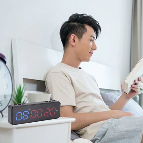 Minuteur Q20 multifonctionnel pour salle de sport intérieure avec affichage numérique et minuterie LED (bleue + rouge) (1/5)