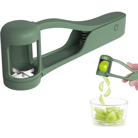 Cortador de uvas，ensaladas y decoración de pasteles，herramienta de corte de acero inoxidable para uva pequeña en cuartos，fresas y arándanos，verde