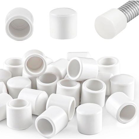 Lot de 25 embouts et capuchons de butée de porte 0,39" en caoutchouc blanc de remplacement - embout en caoutchouc universel pour butée de porte, butoir de porte mural à ressort/charnière, protection d (1/5)
