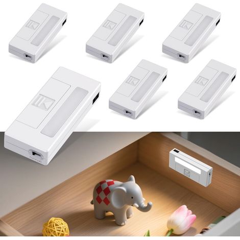 Lampe Tiroir Lot 6 Éclairage LED Tiroir 6000 K Blanc Froid Éclairage Tiroir Capteur Porte Infrarouge Réfléchissant Tiroirs Armoires (1/4)