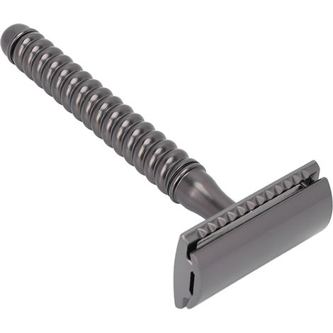 Rasoir de sécurité à double tranchant, manche antidérapant, alliage de zinc, lavable, outil d'épilation corporelle, noir (1/5)