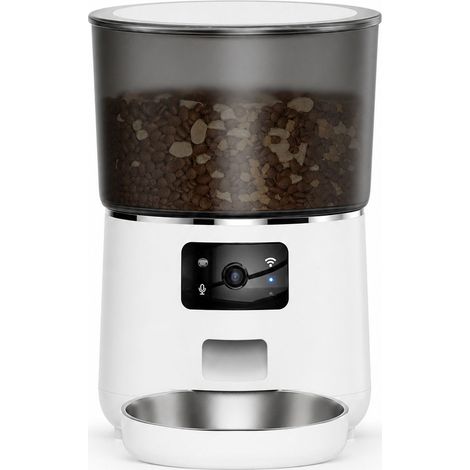 Distributeur automatique de nourriture pour animaux avec caméra HD 4,5L double bol en acier inoxydable 304 alimentation programmable via application Tuya pour Maison (1/5)